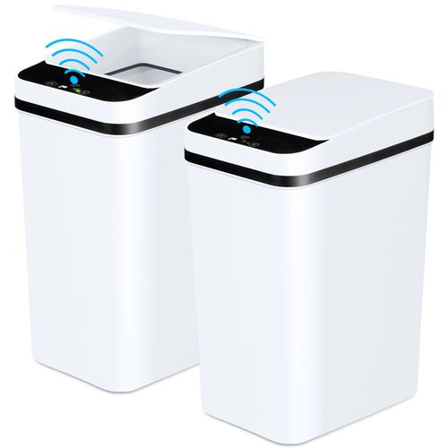 2 Pack 12L Automatic Bathroom Trash Cans – Touchless, Motion Sensor with Lid